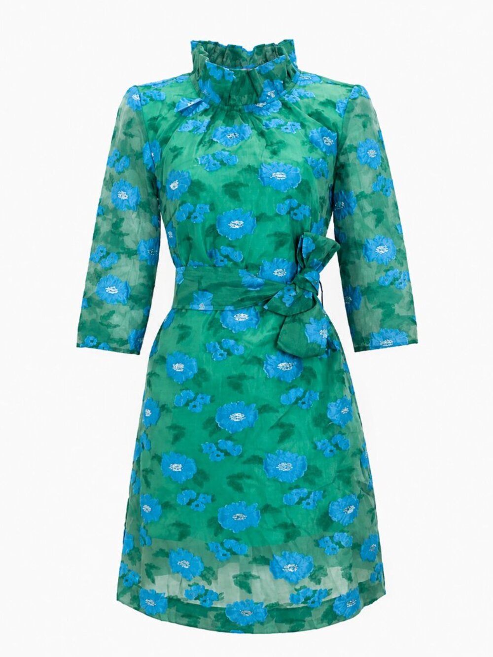 Abbey Glass The Claudine Dress in Green Organza Floral Size Small